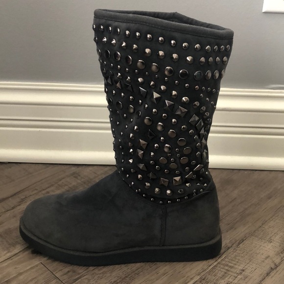 Gray Bejeweled Boots - Picture 1 of 5